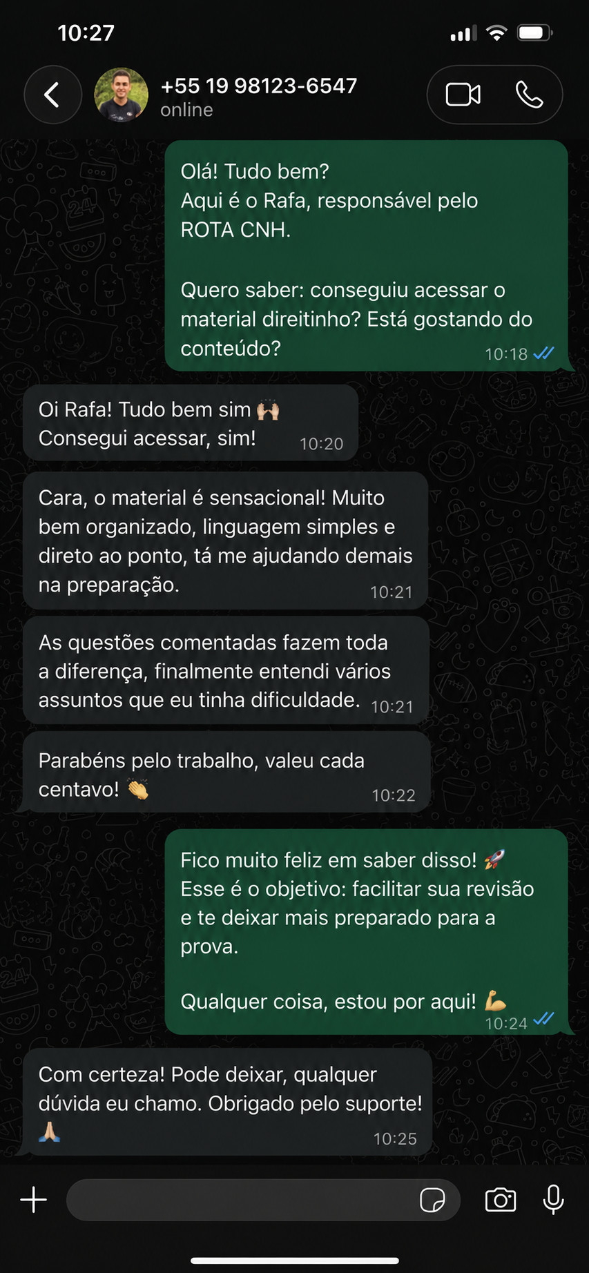 Depoimento de aluno do ROTA CNH 2
